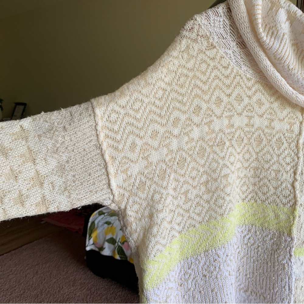 Free People Patchwork Cowl Neck Knit Pullover Sweater Small - Picture 3 of 7